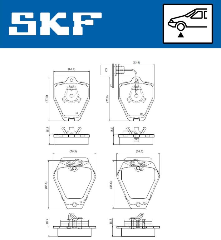 Jogo de 4 pastilhas de travão SKF ref. VKBP 81063 E
